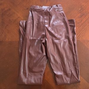 Brown Vegan Leather Pants Women’s TALL